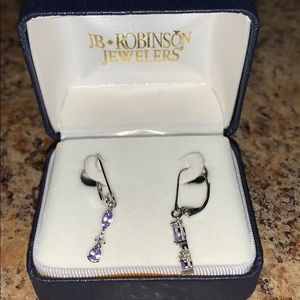 Tanzinite and Diamond Earrings - 10K White Gold